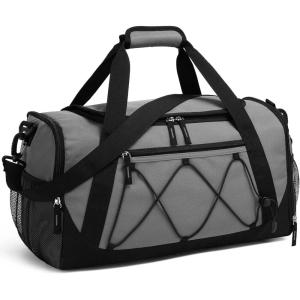 Vorspack Gym Bag for Men – 18 Inches Duffle Bag for Travel Duffel Bag with Shoe Compartment Lightweight Travel Bag for Gym Sports Overnight Weekender – Black(Grey)