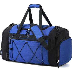 Vorspack Gym Bag for Men – 21 Inches Duffle Bag for Travel Water-resistant Travel Bag with Shoe Compartment Wet Pocket Duffel Bag for Gym Sports Travel Weekender Overnight – Black(Blue)