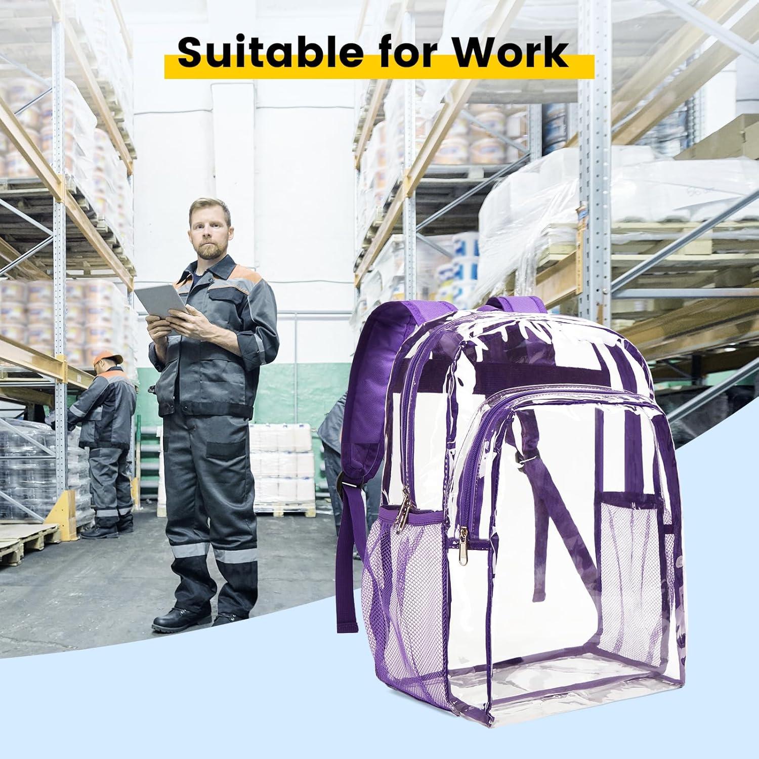 imageVorspack Clear Backpack Heavy Duty Clear Backpacks for School Transparent Bookbag for Girls Boys Large See Through Bag for Work College Concert BlackPurple