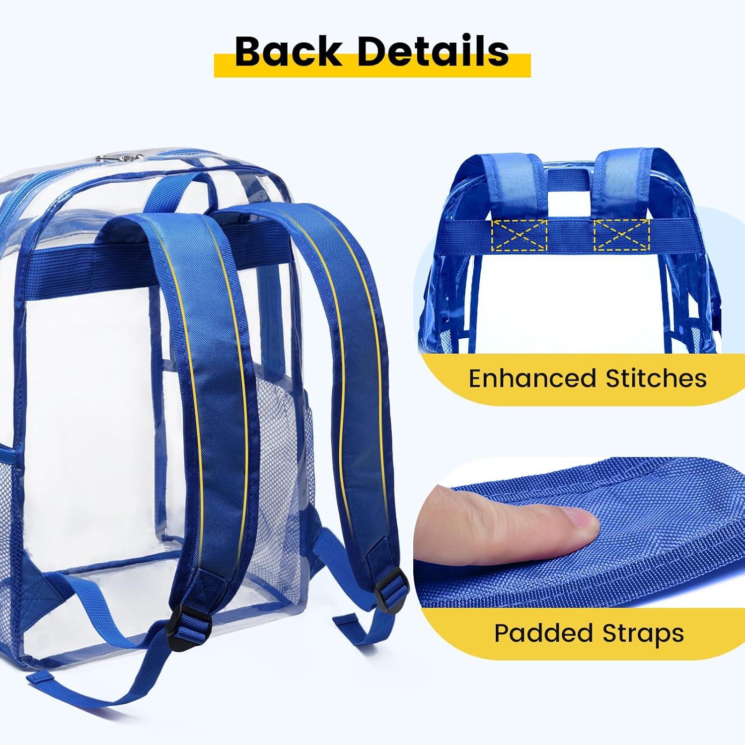 imageVorspack Clear Backpack Heavy Duty Clear Backpacks for School Transparent Bookbag for Girls Boys Large See Through Bag for Work College Concert BlackBlue