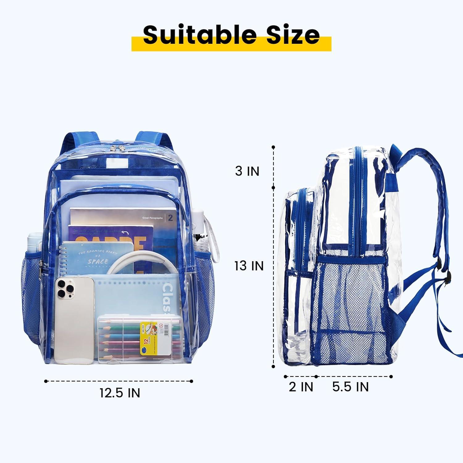 imageVorspack Clear Backpack Heavy Duty Clear Backpacks for School Transparent Bookbag for Girls Boys Large See Through Bag for Work College Concert BlackBlue