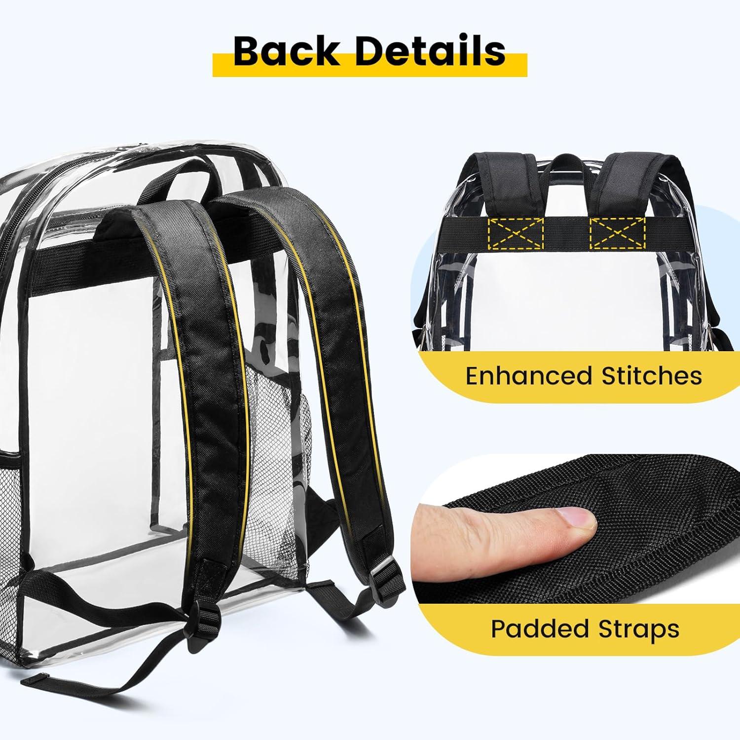 imageVorspack Clear Backpack Heavy Duty Clear Backpacks for School Transparent Bookbag for Girls Boys Large See Through Bag for Work College Concert BlackBlack