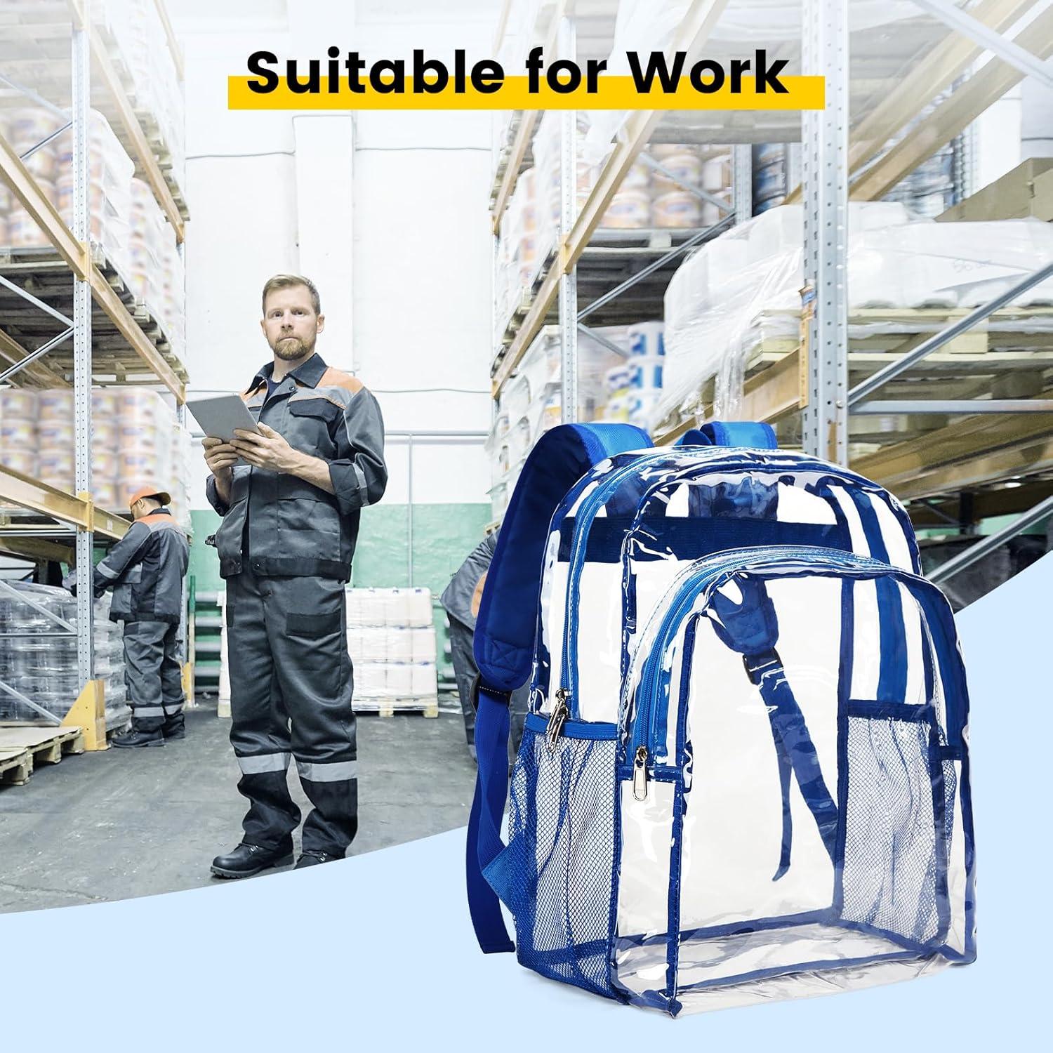 imageVorspack Clear Backpack Heavy Duty Clear Backpacks for School Transparent Bookbag for Girls Boys Large See Through Bag for Work College Concert BlackBlue