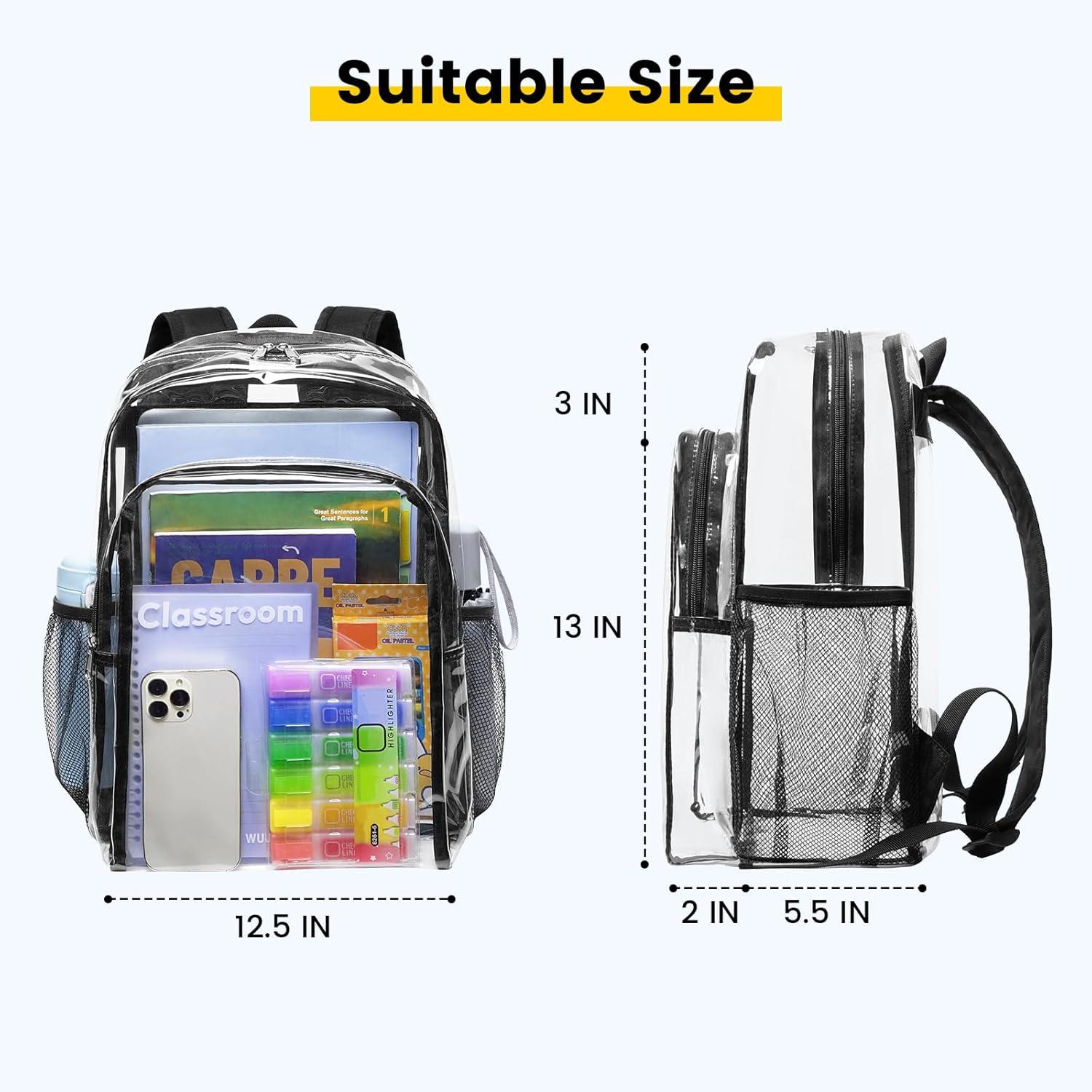 imageVorspack Clear Backpack Heavy Duty Clear Backpacks for School Transparent Bookbag for Girls Boys Large See Through Bag for Work College Concert BlackBlack