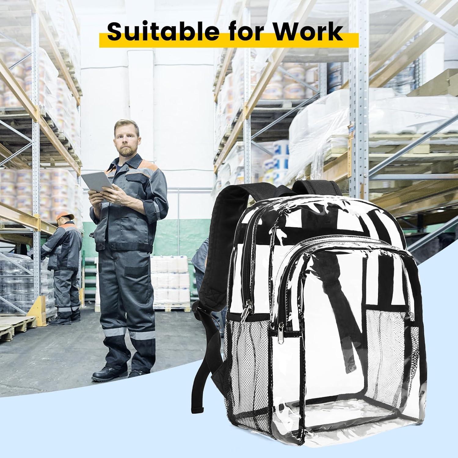 imageVorspack Clear Backpack Heavy Duty Clear Backpacks for School Transparent Bookbag for Girls Boys Large See Through Bag for Work College Concert BlackBlack