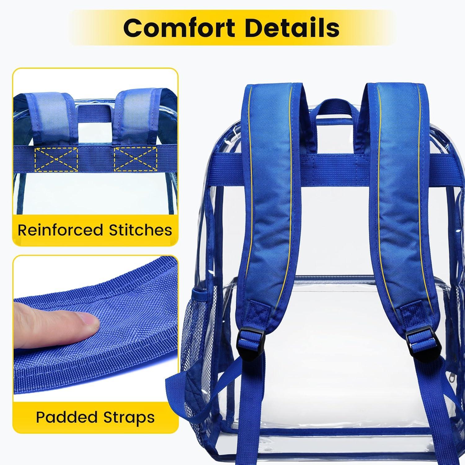 imageVorspack Clear Backpack Heavy Duty Large Clear Backpacks for School See Through Bookbag for Girls Boys Transparent Bag for Work Concert College BlackBlue