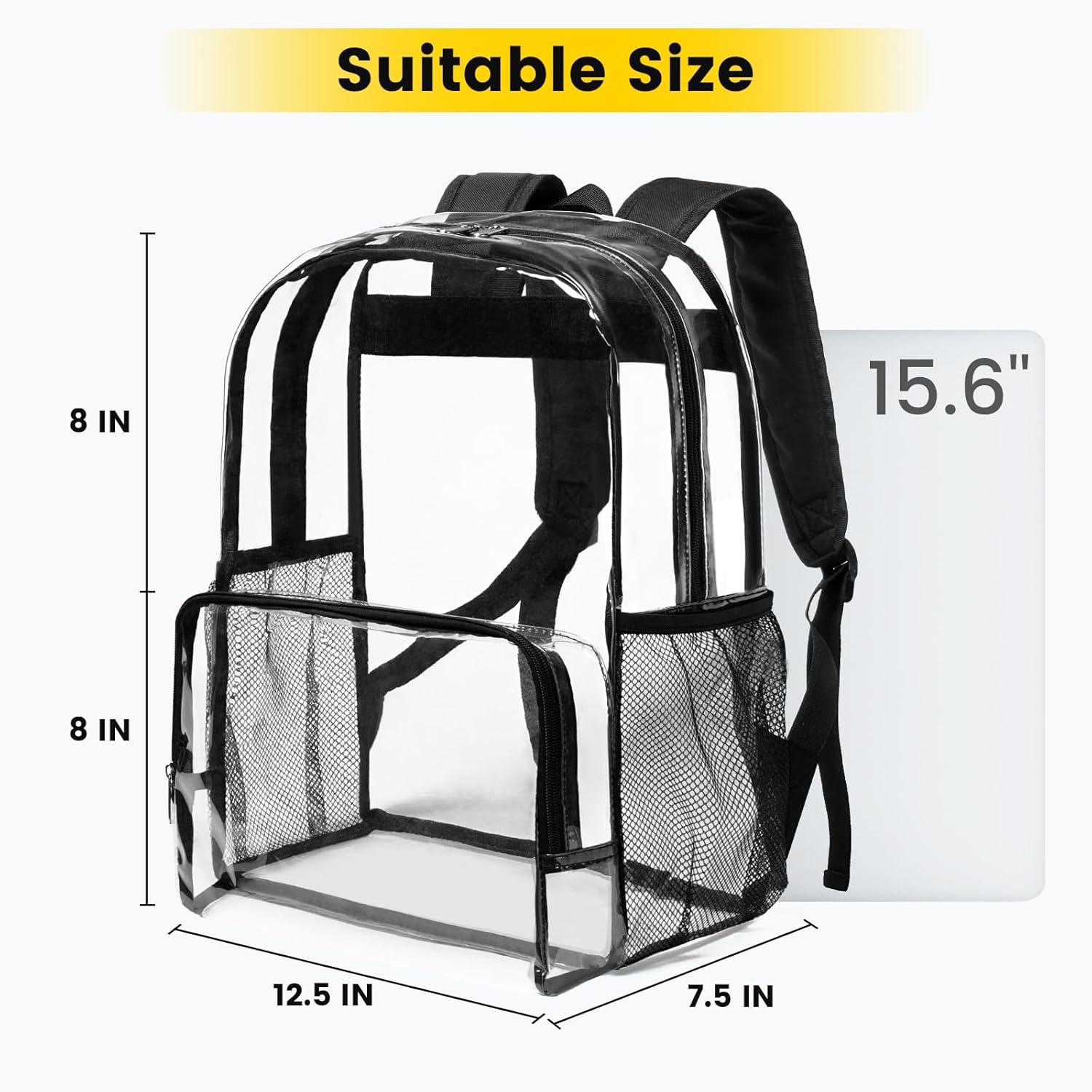imageVorspack Clear Backpack Heavy Duty Large Clear Backpacks for School See Through Bookbag for Girls Boys Transparent Bag for Work Concert College BlackBlack