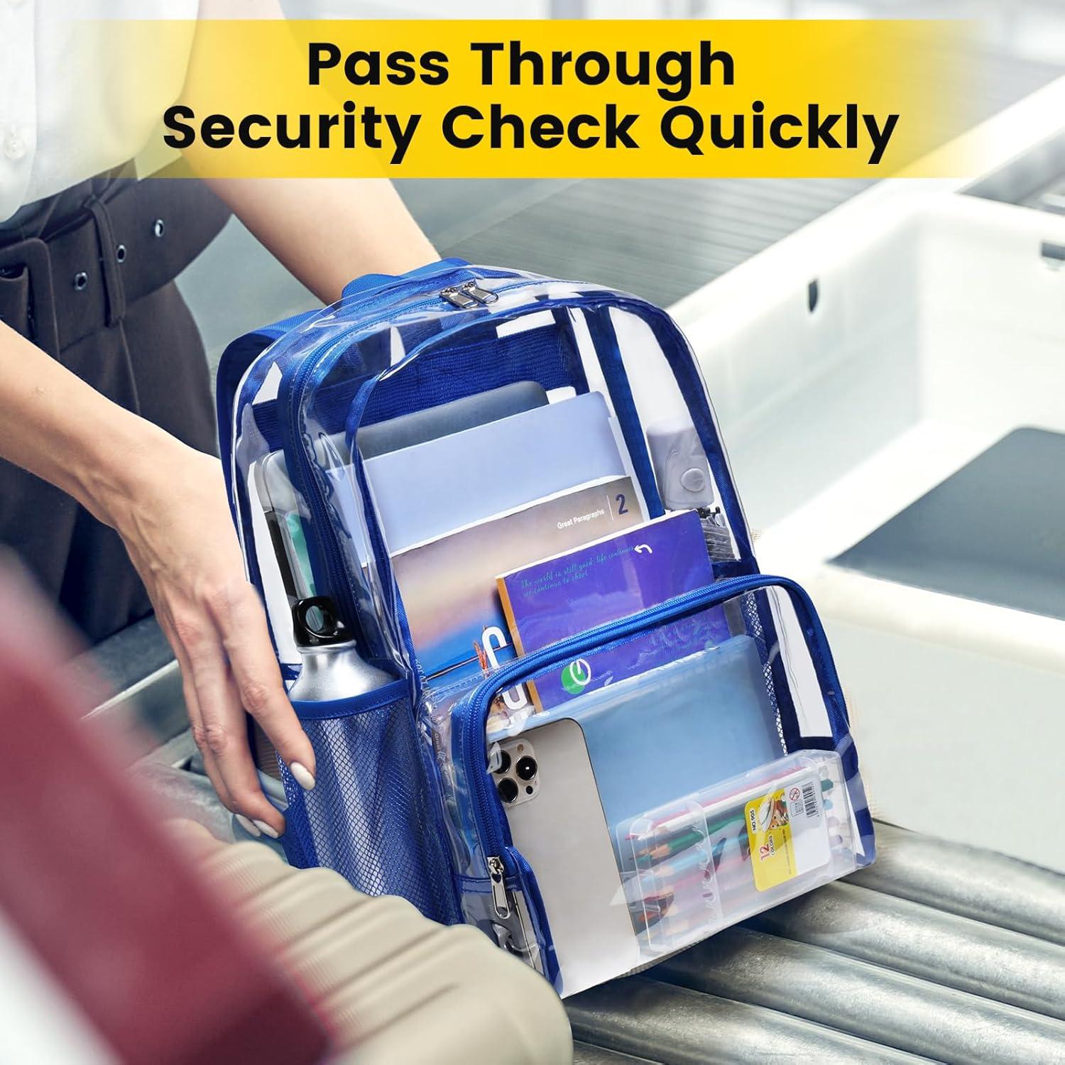 imageVorspack Clear Backpack Heavy Duty Large Clear Backpacks for School See Through Bookbag for Girls Boys Transparent Bag for Work Concert College BlackBlue