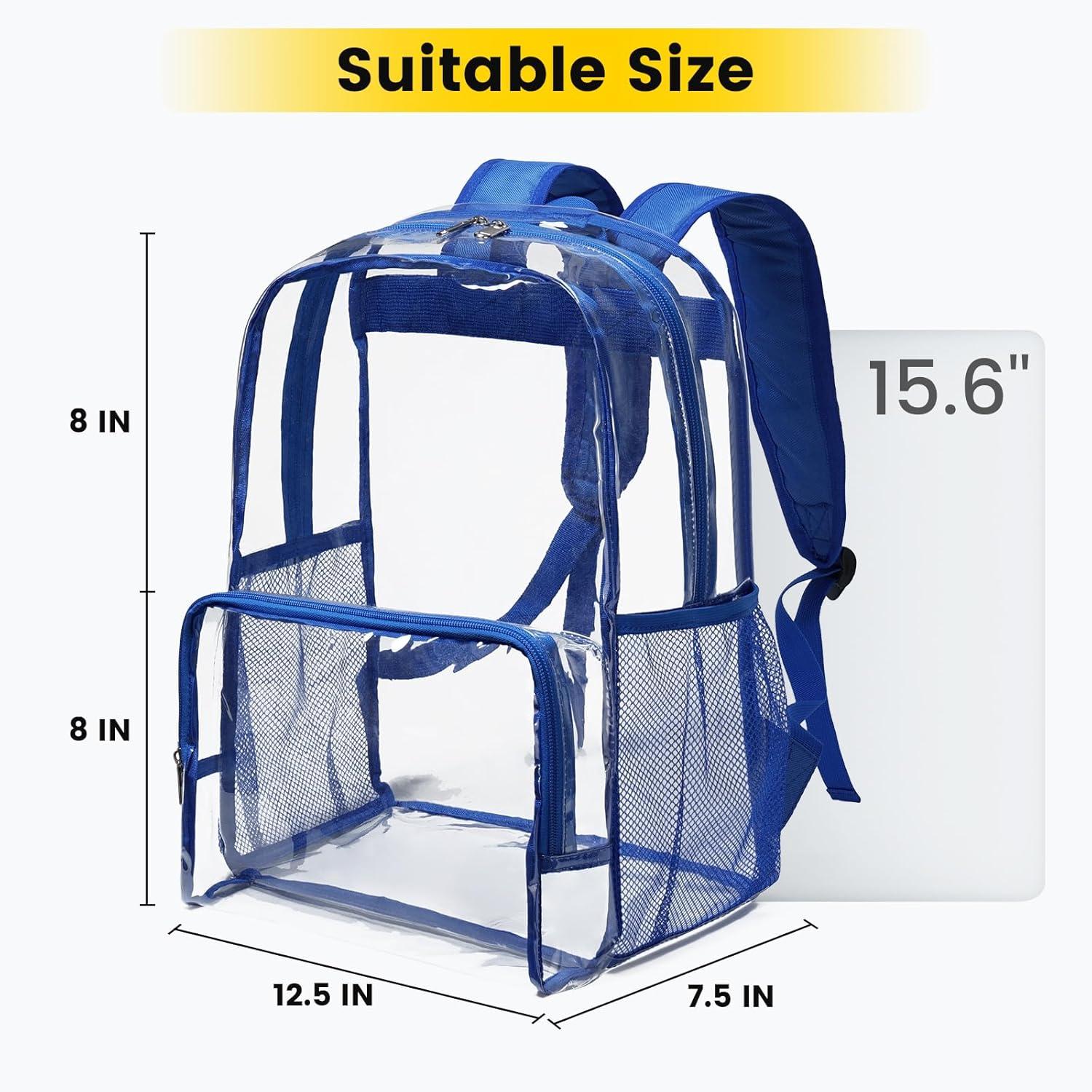 imageVorspack Clear Backpack Heavy Duty Large Clear Backpacks for School See Through Bookbag for Girls Boys Transparent Bag for Work Concert College BlackBlue