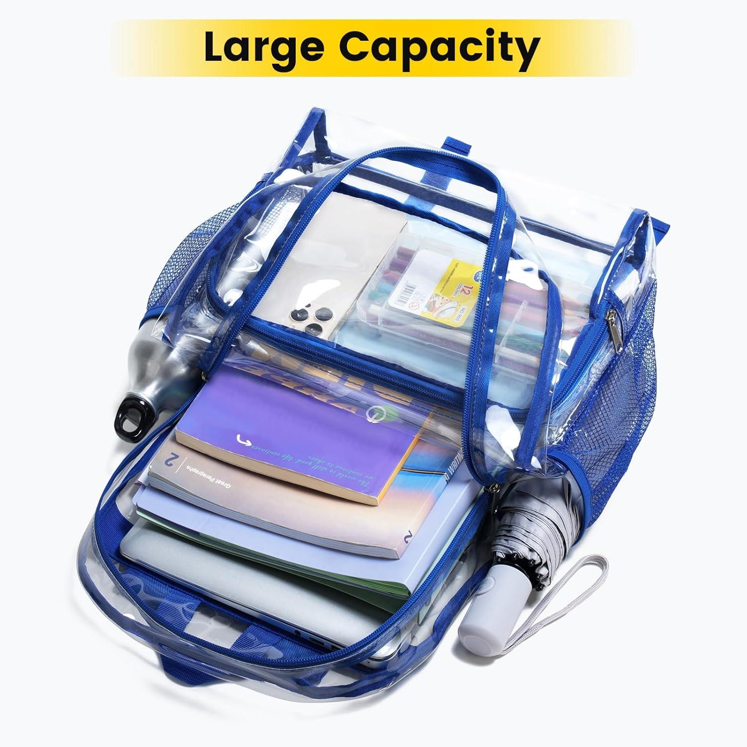 imageVorspack Clear Backpack Heavy Duty Large Clear Backpacks for School See Through Bookbag for Girls Boys Transparent Bag for Work Concert College BlackBlue