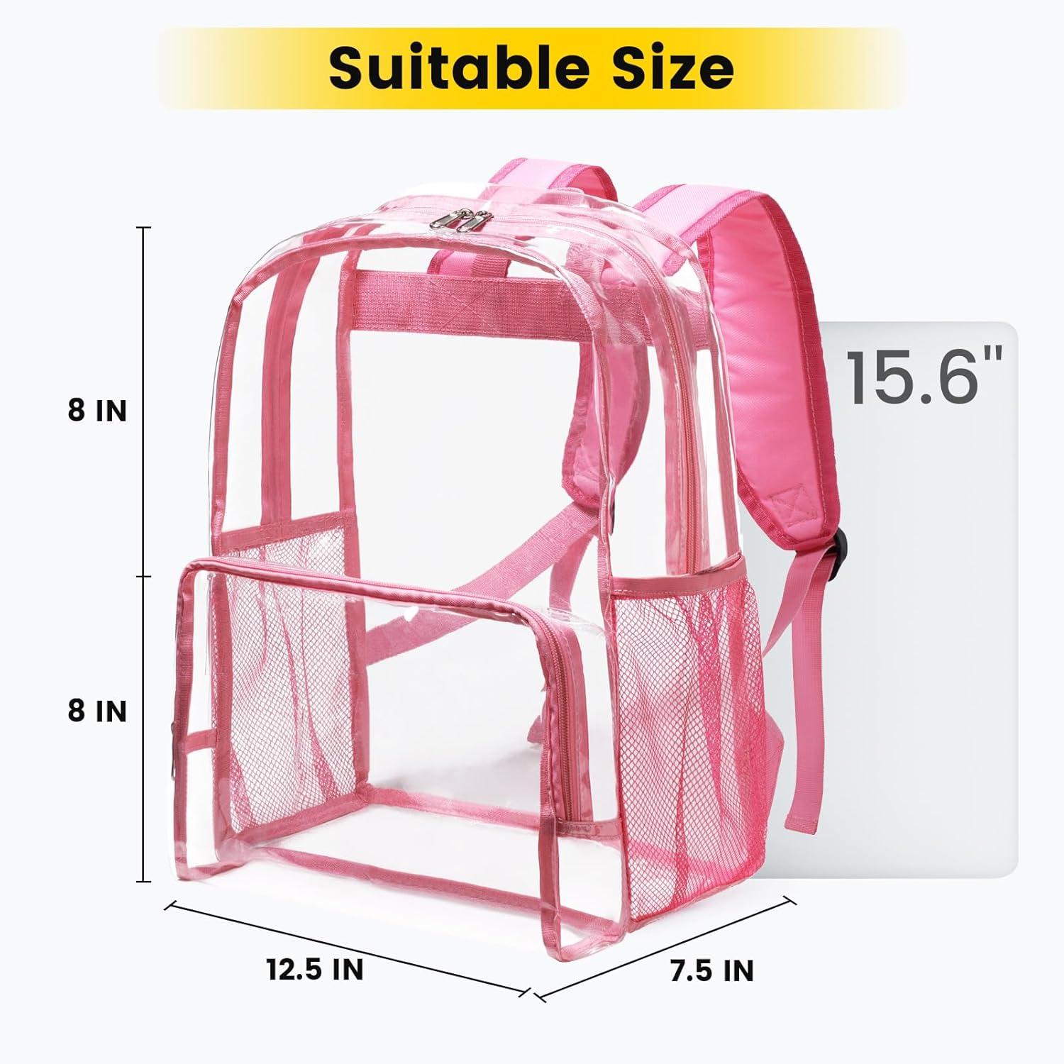 imageVorspack Clear Backpack Heavy Duty Large Clear Backpacks for School See Through Bookbag for Girls Boys Transparent Bag for Work Concert College BlackPink