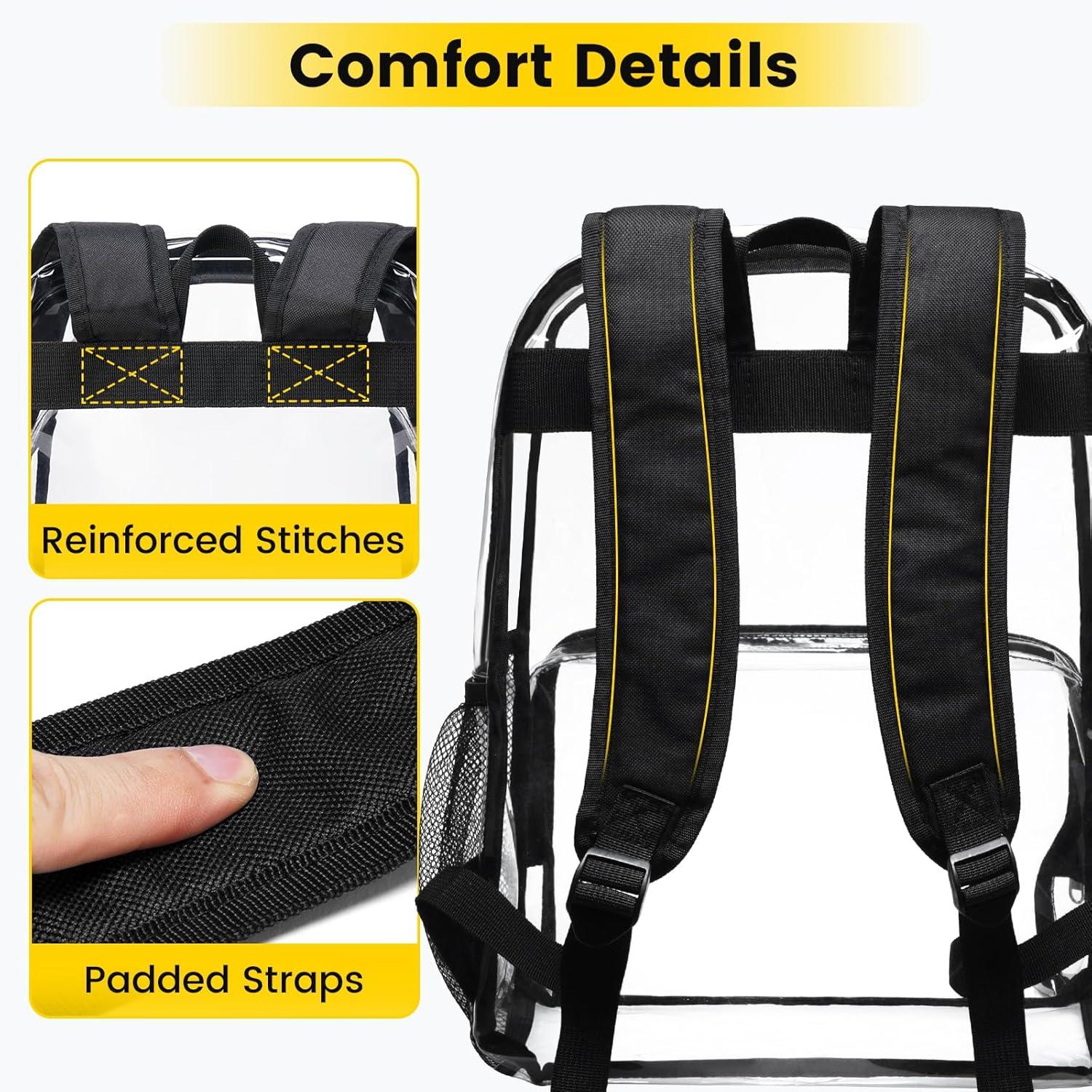 imageVorspack Clear Backpack Heavy Duty Large Clear Backpacks for School See Through Bookbag for Girls Boys Transparent Bag for Work Concert College BlackBlack