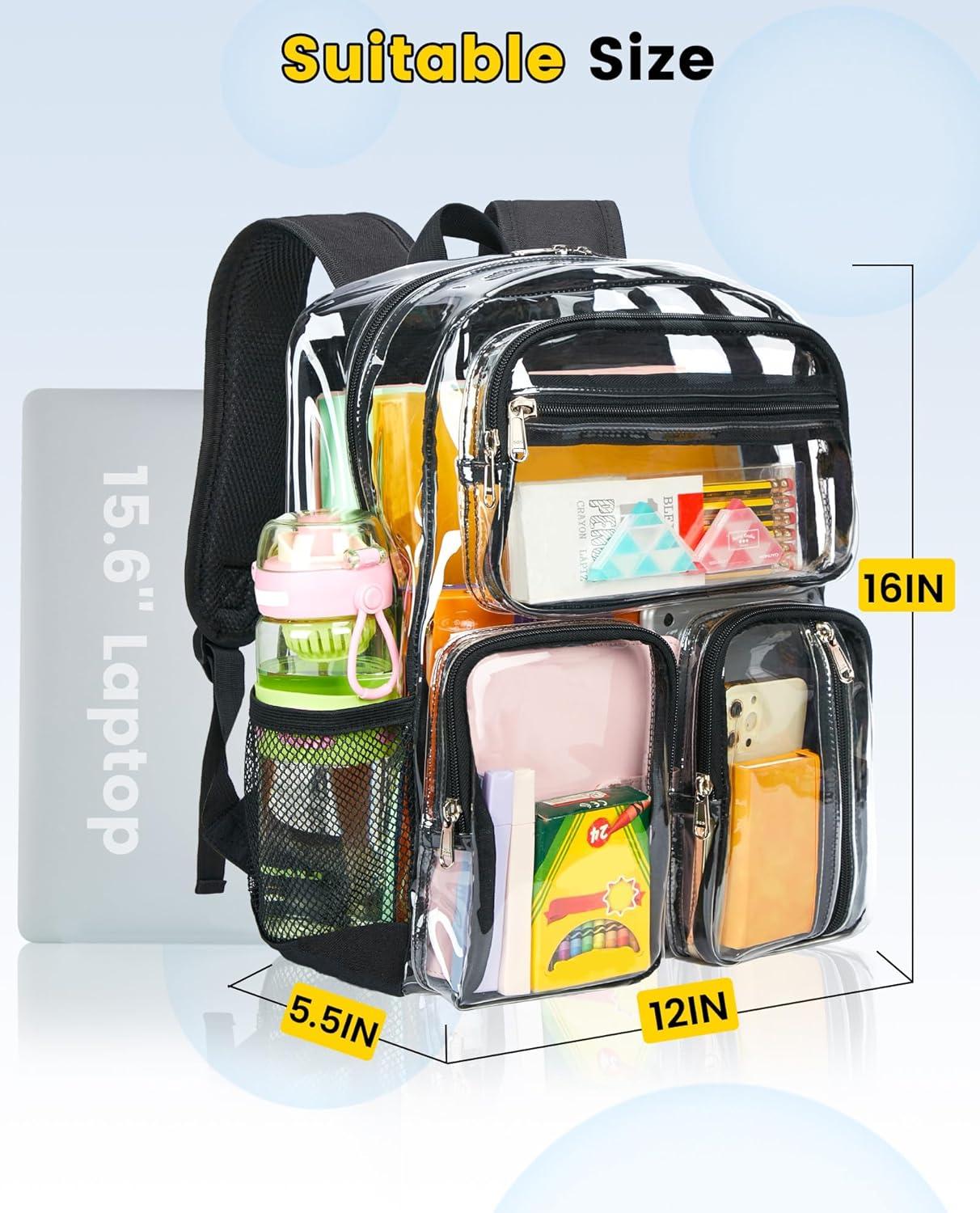 imageVorspack Clear Backpack for School Heavy Duty See Through Bookbag for Girls Boys Large Transparent Backpacks for Work Travel Festival PurpleBlack