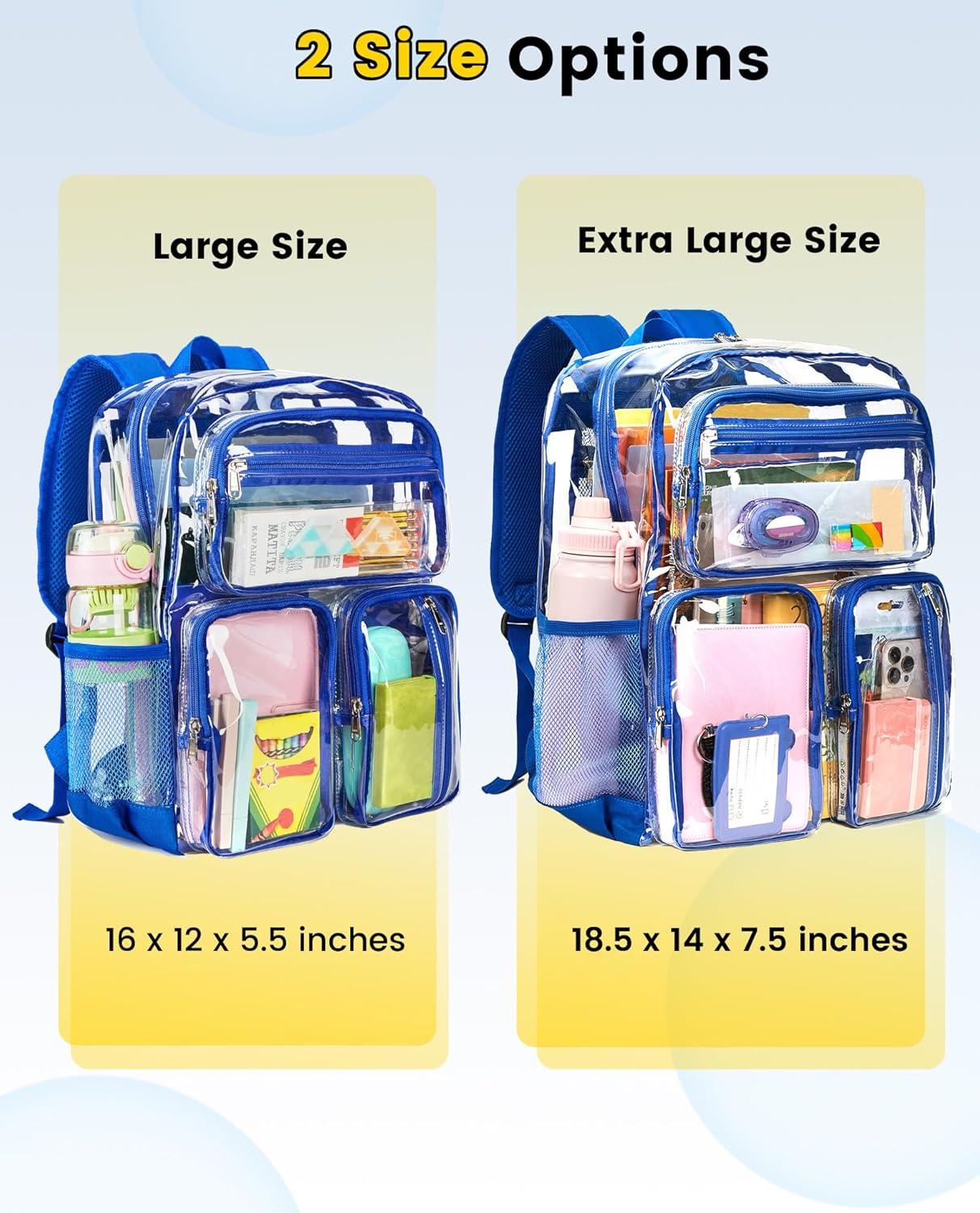 imageVorspack Clear Backpack for School Heavy Duty See Through Bookbag for Girls Boys Large Transparent Backpacks for Work Travel Festival PurpleBlue