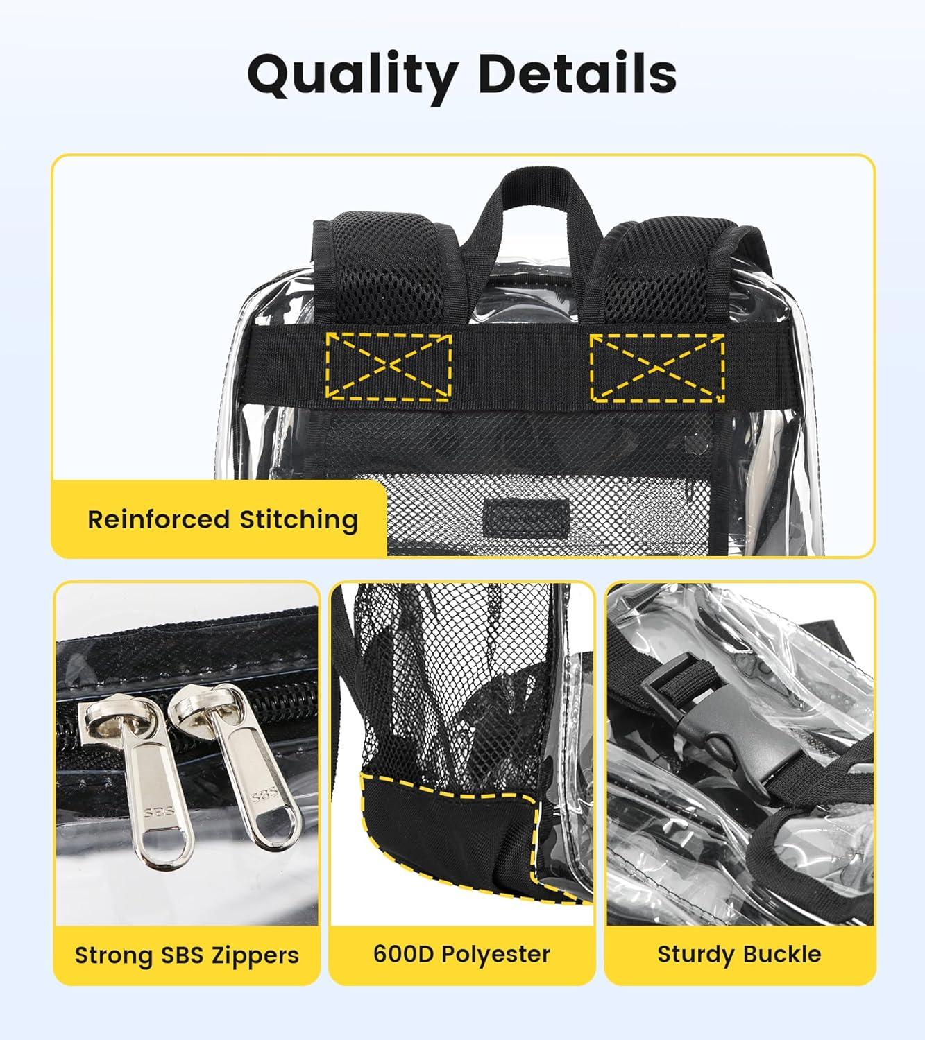 imageVorspack Clear Backpack for School Heavy Duty Transparent Bookbag for Girls Boys Large See Through backpacks for Work College Travel PinkBlack