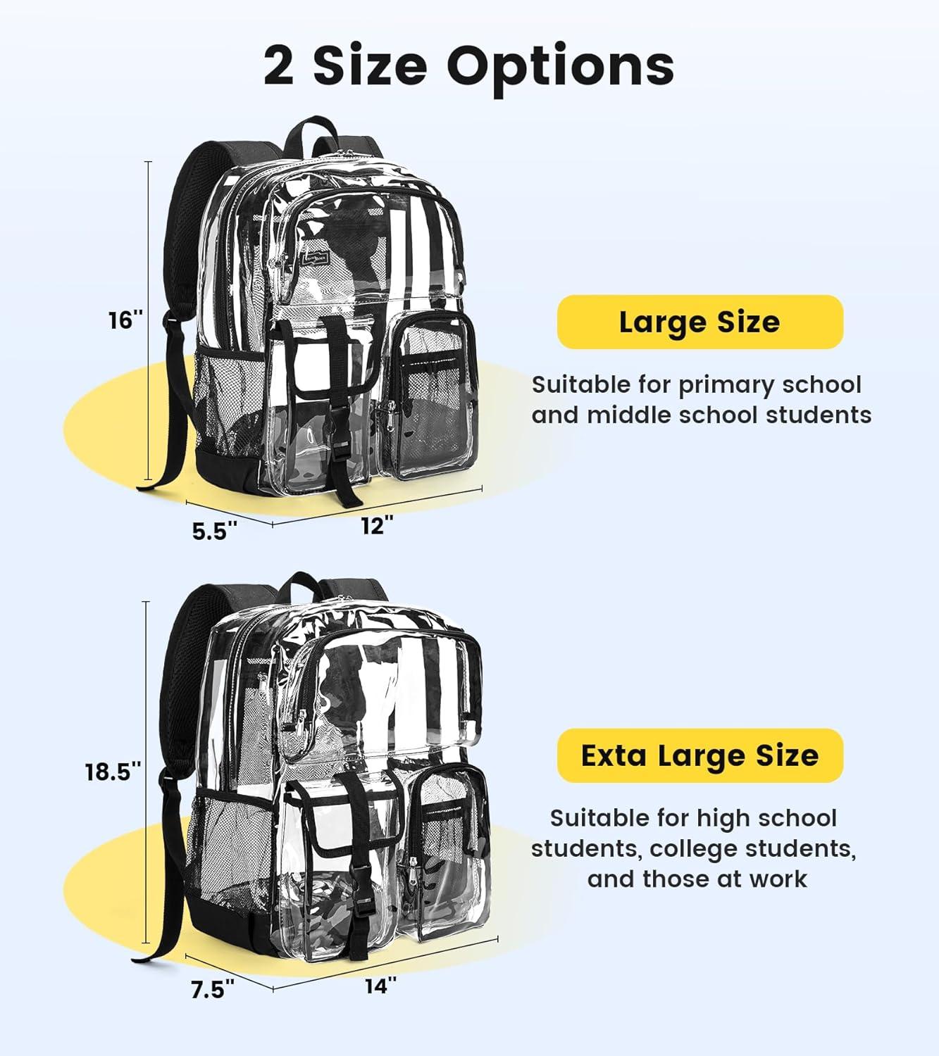 imageVorspack Clear Backpack for School Heavy Duty Transparent Bookbag for Girls Boys Large See Through backpacks for Work College Travel PinkBlack