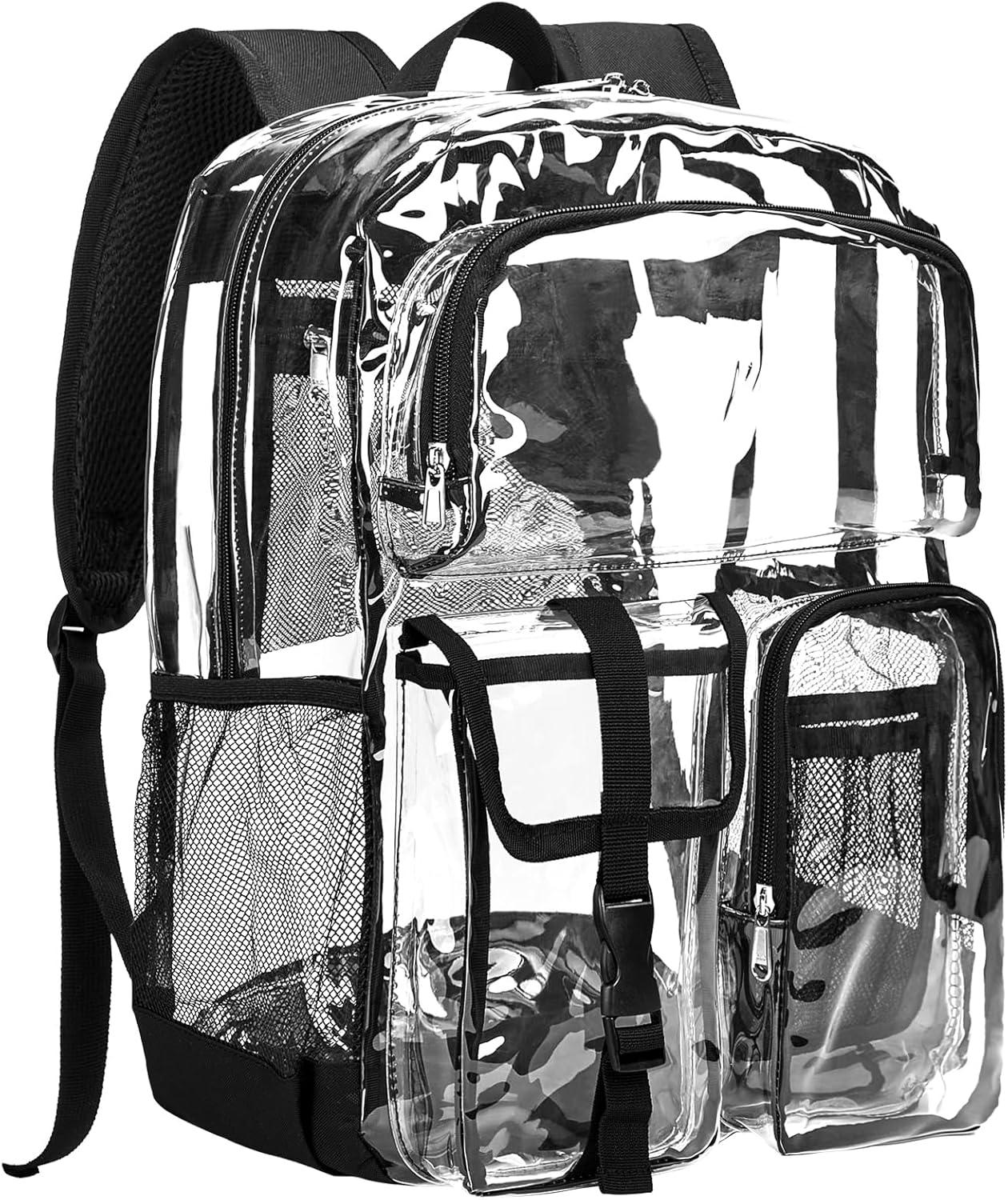 imageVorspack Clear Backpack for School Heavy Duty Transparent Bookbag for Girls Boys Large See Through backpacks for Work College Travel PinkBlack