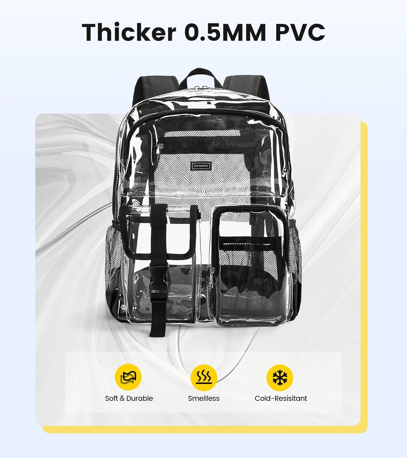 imageVorspack Clear Backpack for School Heavy Duty Transparent Bookbag for Girls Boys Large See Through backpacks for Work College Travel PinkBlack