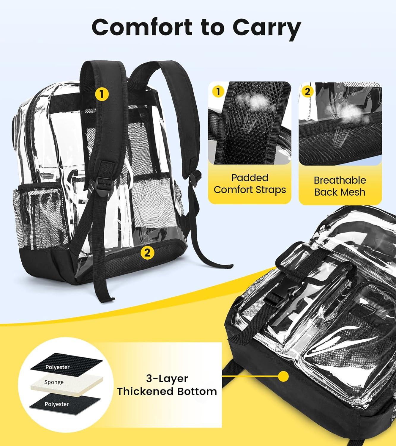 imageVorspack Clear Backpack for School Heavy Duty Transparent Bookbag for Girls Boys Large See Through backpacks for Work College Travel PinkBlack