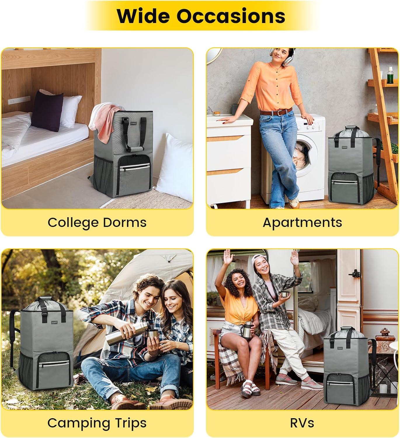 imageVorspack Laundry Bag Backpack Extra Large Laundry Bags with Shoulder Straps Heavyduty 2 in 1 Laundry Hamper Basket for College Dorm Camp Laundromat Room Essentials BlackGrey