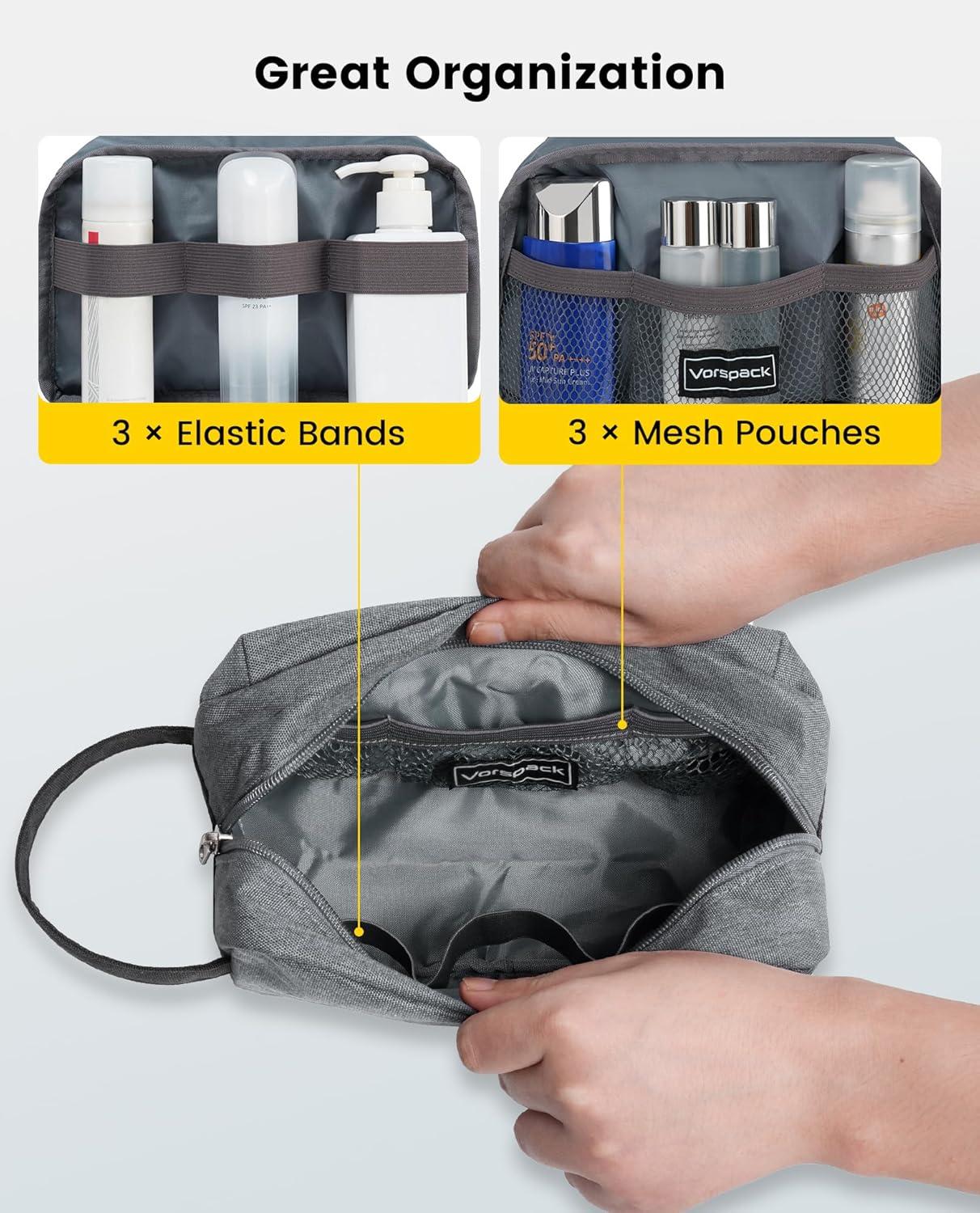 imageVorspack Travel Toiletry Bag Water Resistant Toiletry Bag for Men Small Travel Bag for Toiletries Accessories BlackBlack