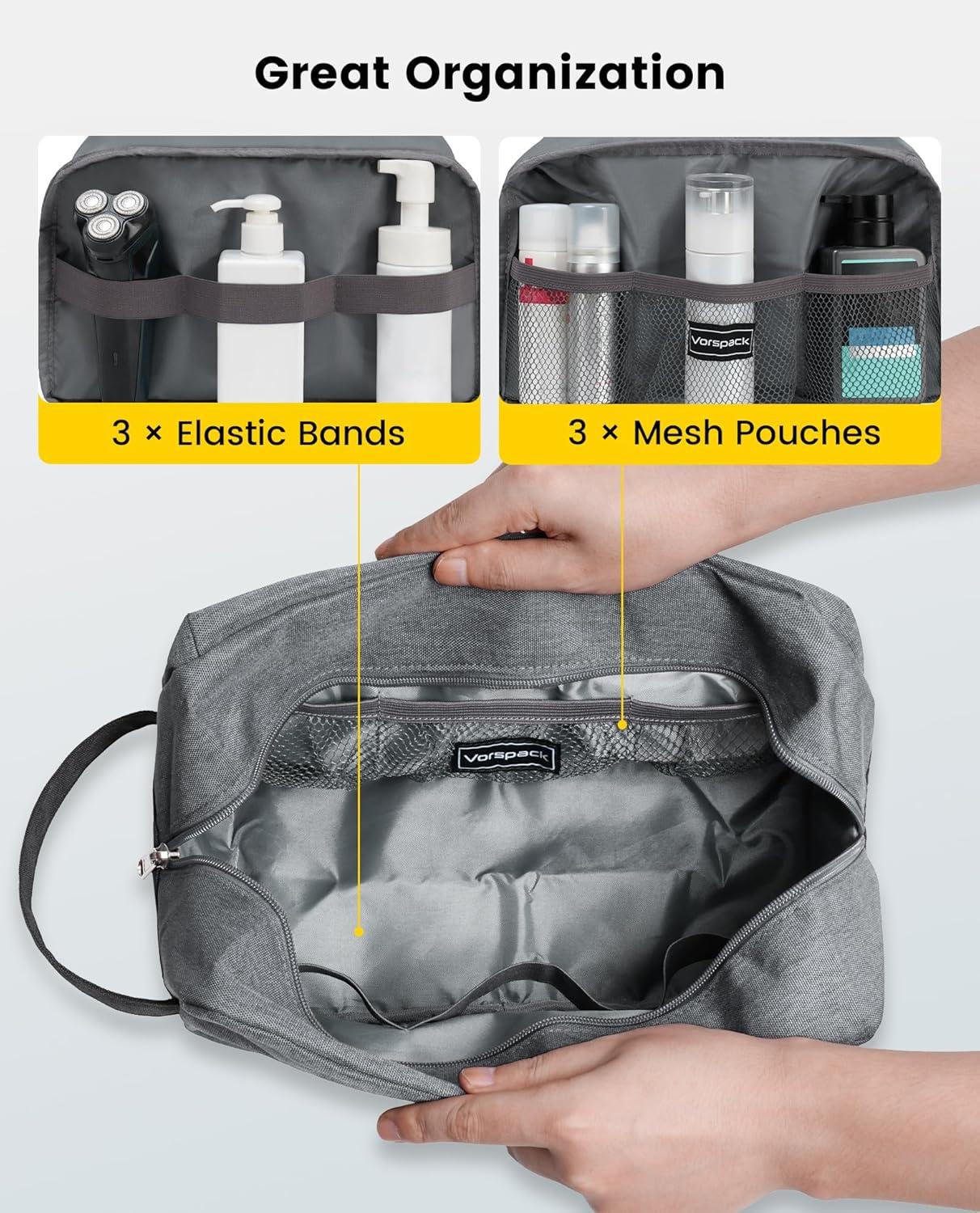 imageVorspack Travel Toiletry Bag Water Resistant Toiletry Bag for Men Small Travel Bag for Toiletries Accessories BlackBlack