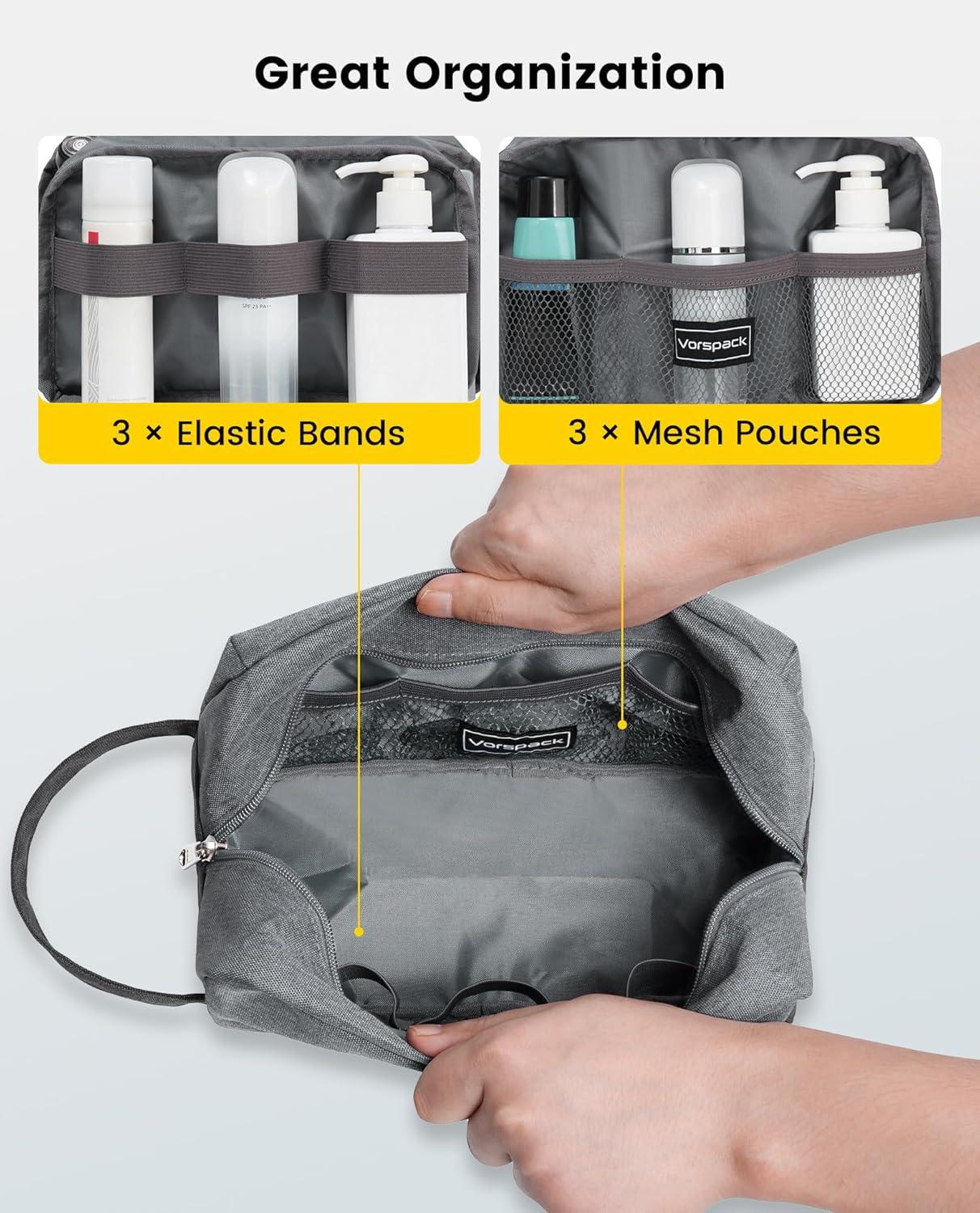 imageVorspack Travel Toiletry Bag Water Resistant Toiletry Bag for Men Small Travel Bag for Toiletries Accessories BlackBlack