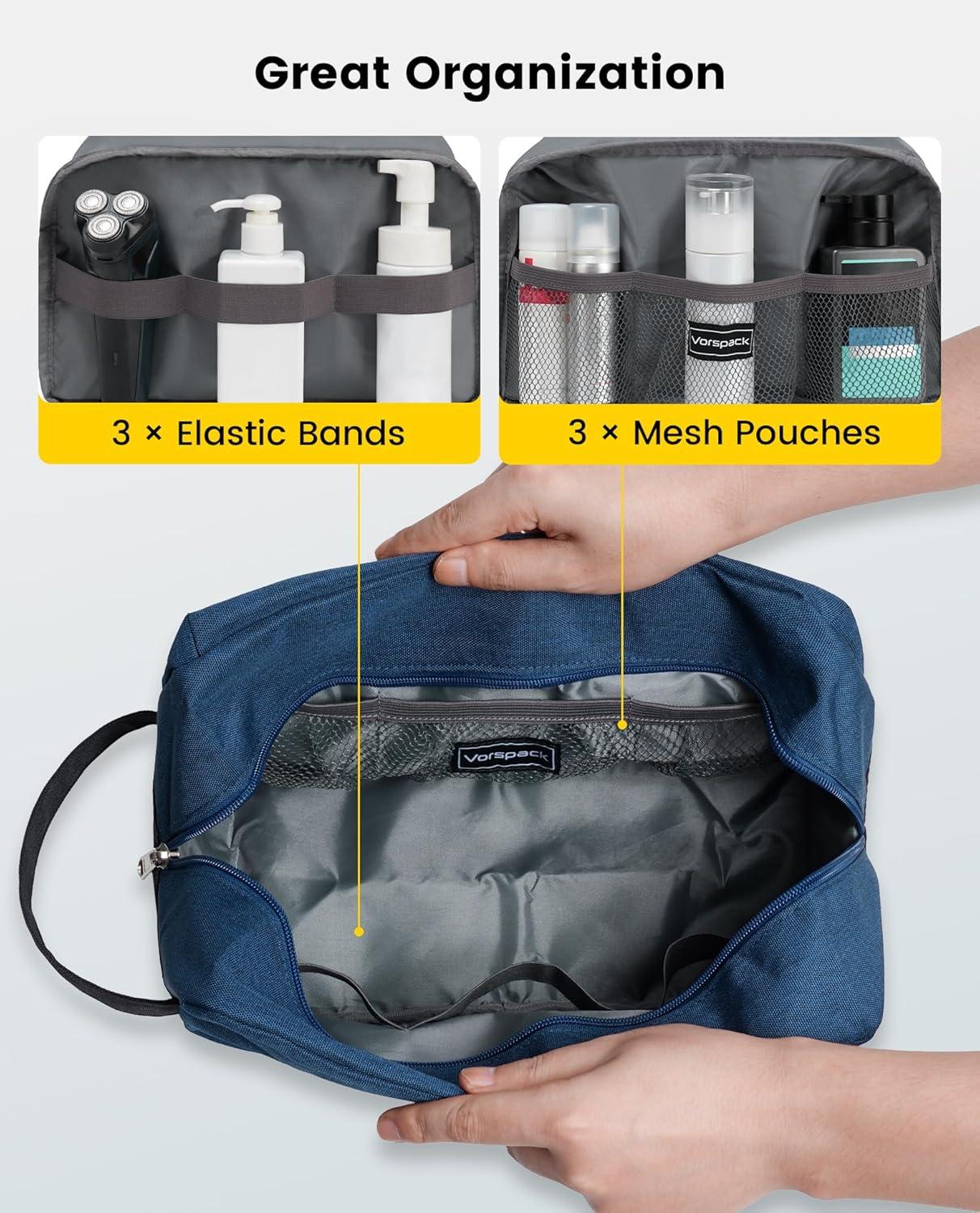 imageVorspack Travel Toiletry Bag Water Resistant Toiletry Bag for Men Small Travel Bag for Toiletries Accessories BlackNavy Blue