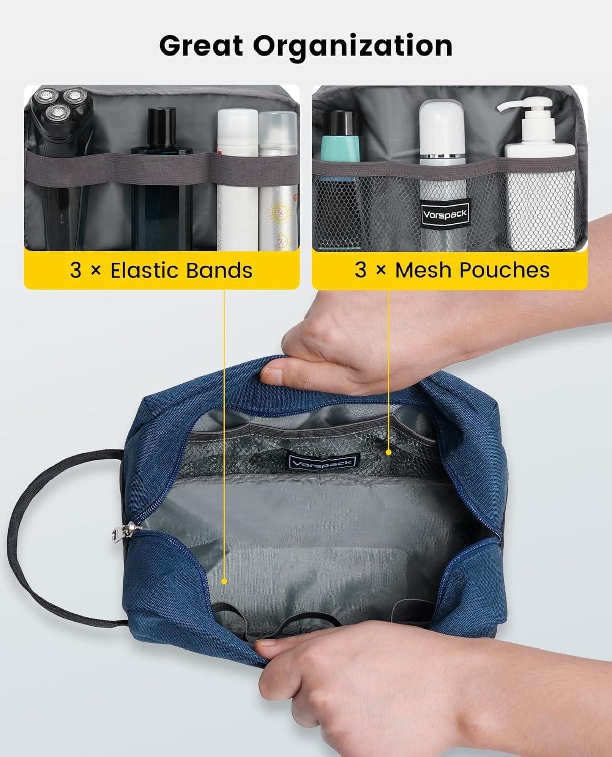 imageVorspack Travel Toiletry Bag Water Resistant Toiletry Bag for Men Small Travel Bag for Toiletries Accessories BlackNavy Blue