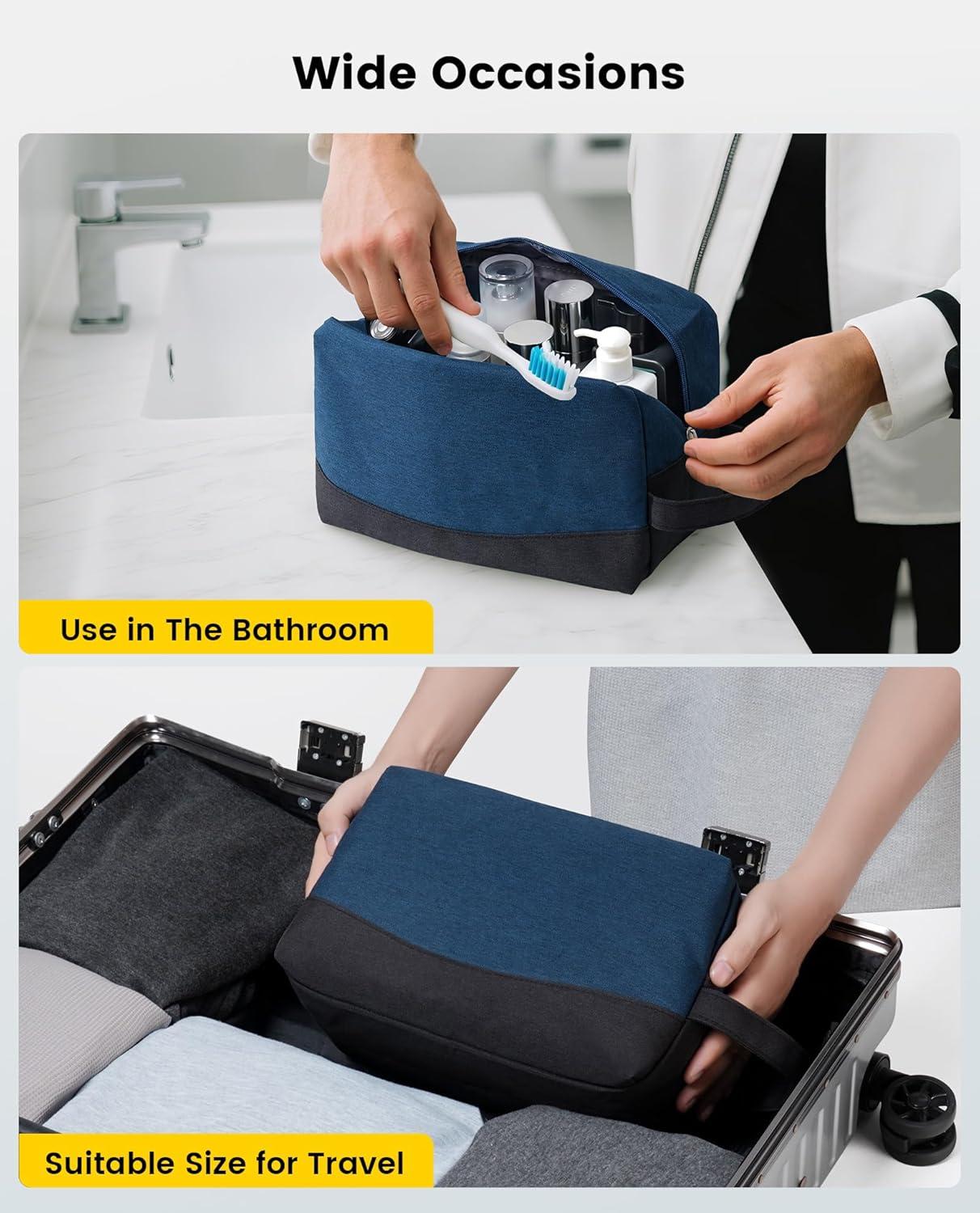imageVorspack Travel Toiletry Bag Water Resistant Toiletry Bag for Men Small Travel Bag for Toiletries Accessories BlackNavy Blue