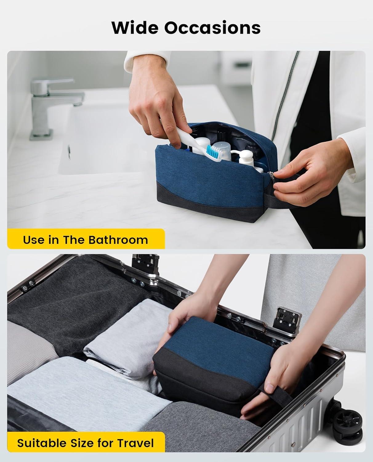 imageVorspack Travel Toiletry Bag Water Resistant Toiletry Bag for Men Small Travel Bag for Toiletries Accessories BlackNavy Blue