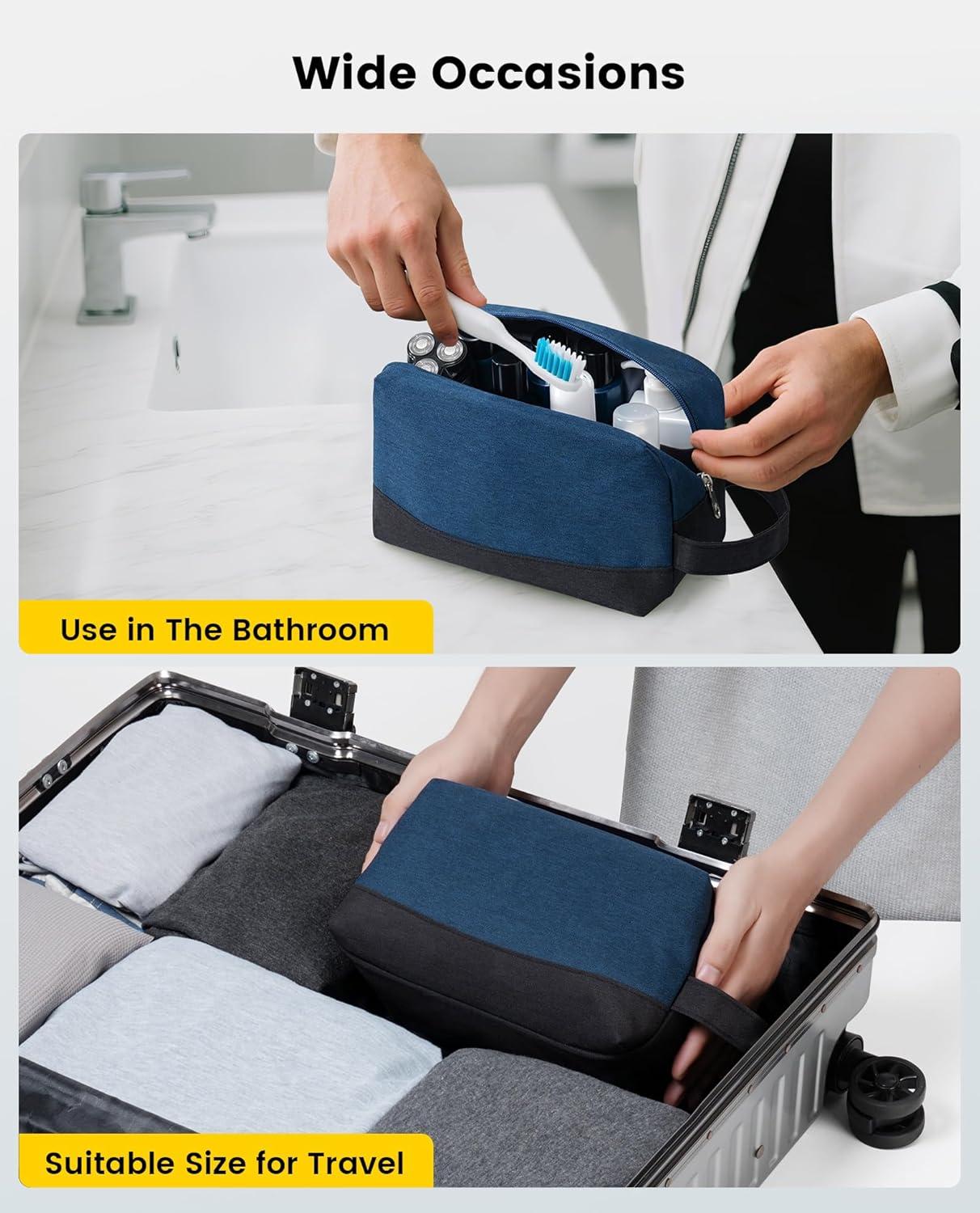 imageVorspack Travel Toiletry Bag Water Resistant Toiletry Bag for Men Small Travel Bag for Toiletries Accessories BlackNavy Blue