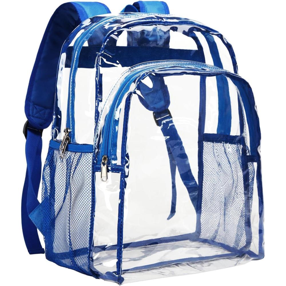 imageVorspack Clear Backpack Heavy Duty Clear Backpacks for School Transparent Bookbag for Girls Boys Large See Through Bag for Work College Concert BlackBlue