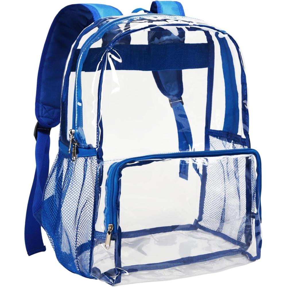 imageVorspack Clear Backpack Heavy Duty Large Clear Backpacks for School See Through Bookbag for Girls Boys Transparent Bag for Work Concert College BlackBlue