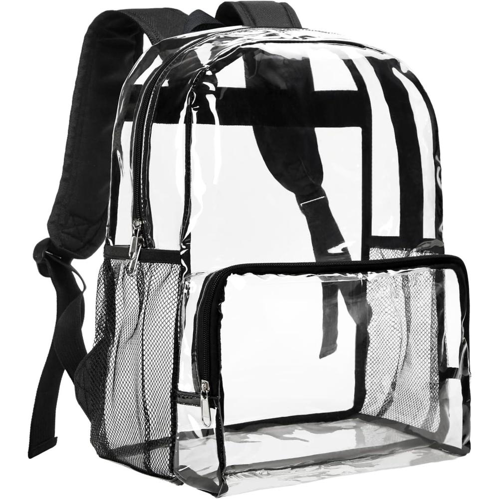 imageVorspack Clear Backpack Heavy Duty Large Clear Backpacks for School See Through Bookbag for Girls Boys Transparent Bag for Work Concert College BlackBlack