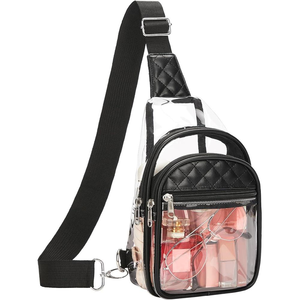 imageVorspack Clear Bag for Stadium Events  Crossbody Bag for Women Clear Stadium Bag for Concerts Sports FestivalsBlack