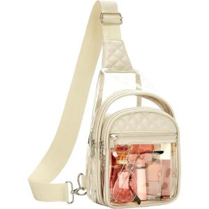Vorspack Clear Bag for Stadium Events – Crossbody Bag for Women Clear Stadium Bag for Concerts Sports Festivals(Beige)