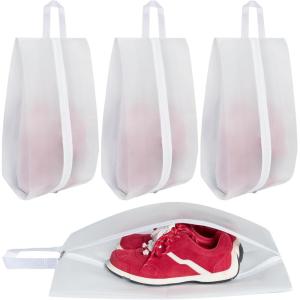 Vorspack Shoe Bags for Travel – 4 Pack Large Transparent Shoe Organizer with Handle Dustproof Shoe Bag Reusable Shoe Storage Bags for Men & Women(White)