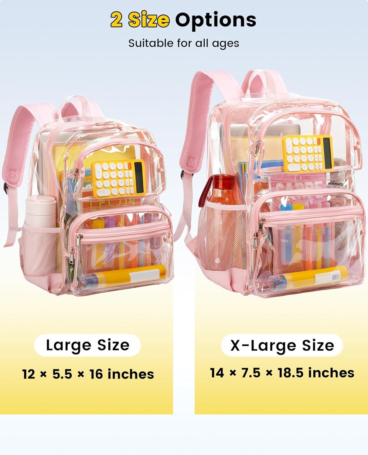imageVorspack Clear Backpack for School Heavy Duty See Through Bookbag for Girls Boys Large Transparent Backpacks for Work Travel BlackPink