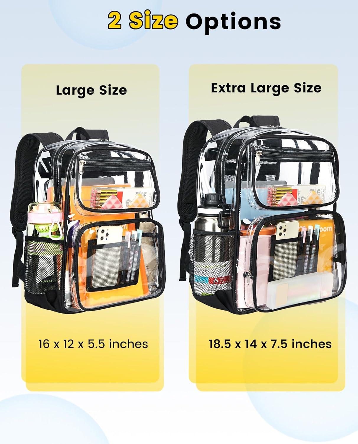 imageVorspack Heavy Duty Clear Backpack Large See Through Bookbag for Girls Boys Transparent Backpacks for School Work Travel BlackBlack