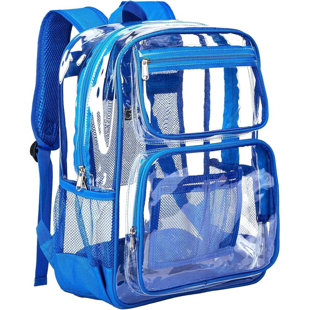 imageVorspack Heavy Duty Clear Backpack Large See Through Bookbag for Girls Boys Transparent Backpacks for School Work Travel BlackBlue